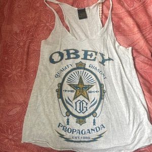 Grey obey tank top
